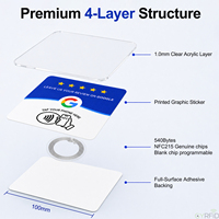 Etiqueta NFC Adhesiva Acrílica Inteligente, Tocar para Seguirnos en Instagram, Letrero de Reseñas de Google para Marketing en Redes Sociales