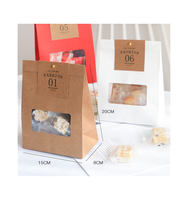 Doypack — pochettes en papier Kraft marron, pièces, sacs pour aliments, fermeture éclair, avec fenêtre