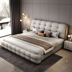Muebles de Dormitorio Modernos de Lujo en Madera, Camas Tapizadas Suaves, Juego de Base de <span class=keywords><strong>Cama</strong></span> <span class=keywords><strong>Doble</strong></span>, Super King y Matrimonial con Almacenamiento, Últimos Diseños - Product Image 3