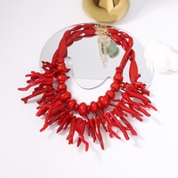 YULAN 2025 nouveauté bijoux de mode multicouche résine corail collier à la main perle rouge corail couches Boho colliers pour les femmes