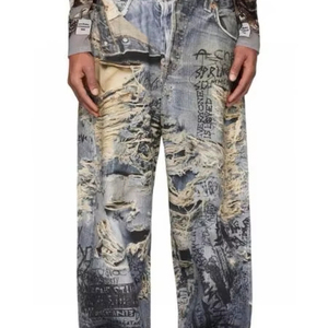 Jeans Retro High Street 3D Digital Imprimé Corrupt et Perforé Direct Spray pour homme - Product Image 1
