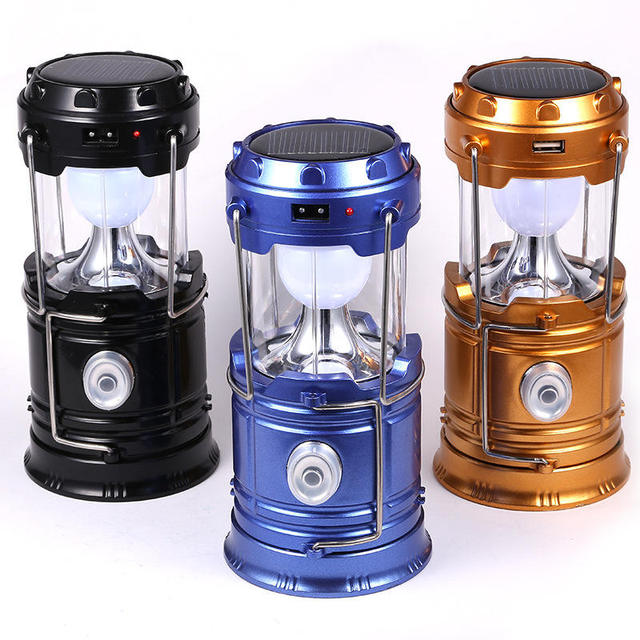 Multifunctional Solar Charging Portable Telescopic Camp Lights Usb Rechargeable Folding Outdoor Camping Led Tent Lamps