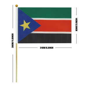2024 Venta caliente de fábrica Bandera agitada a mano de poste de madera de Sudán del Sur para vacaciones generales - Product Image 3