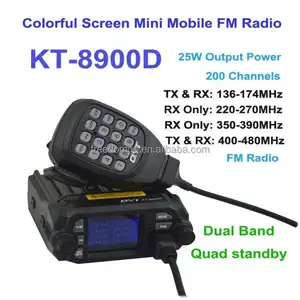 QYT KT-8900Dデュアルバンド25ワットハンドヘルドトランシーバーミニカラフルLCDスクリーンモバイルラジオ136-174mHz400-480mHz200CH