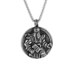 Colliers pendentifs Hip Hop <span class=keywords><strong>Viking</strong></span> Odin Roi des Dieux en Or Vintage, en Acier Inoxydable, Étanche et Inaltérable, Bijoux de Mode pour Hommes - Product Image 5