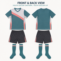 Tenue de football personnalisée pour jeunes : Maillot à col en V et blocs de couleur diagonaux à manches courtes et short pour l'entraînement quotidien des équipes de football pour enfants
