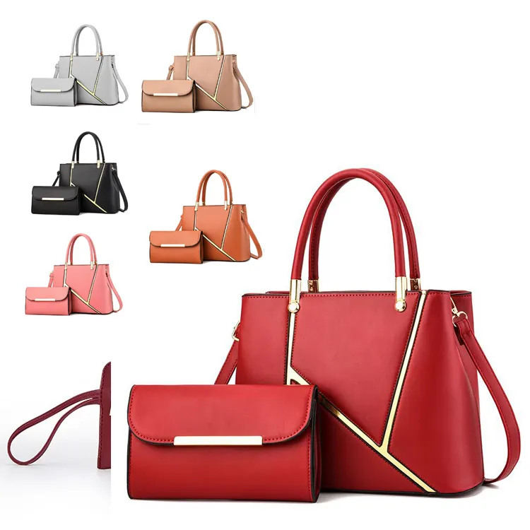 ladies handbags for women purses and handbag PU leather 2pcs in 1 latest wholesale fashion trends ladies bags handbag set