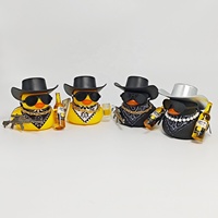 WOWEI Cool Denim chaîne dorée Gu-n voiture bave serviette petit canard jaune dessin animé Figurine noël ornement lunettes de soleil