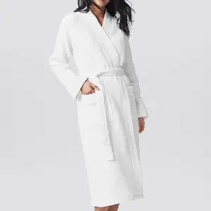 Wholesale Luxury Hotel White Waffle Bathrobe Cotton Spa Hotel Bathrobe Women Household Robe