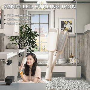 Rizador <span class=keywords><strong>de</strong></span> Pelo Eléctrico PTC <span class=keywords><strong>de</strong></span> 32 mm con Pantalla LED <span class=keywords><strong>de</strong></span> Temperatura, Diseño Ondulado Grande, Iones Negativos, No Daña el <span class=keywords><strong>Cabello</strong></span>, para Uso Doméstico, 2025 - Product Image 6