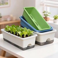 Jardinière rectangulaire pour fenêtre avec trous de drainage et plateaux, pots pour légumes, herbes, fleurs, jardin, rebord de fenêtre, balcon