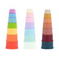 Fubon 7pcs Cangkir Susun Silikon Edukatif Montessori Mainan Sortir Bayi Mainan Susun Menara Lipat Kecerdasan 7-12 Bulan