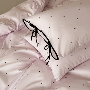Juego de Ropa de Cama con Estampado Digital de Puntos de Algodón, Funda de Almohada con Decoración de Lazo, Juego de Funda Nórdica - Product Image 5