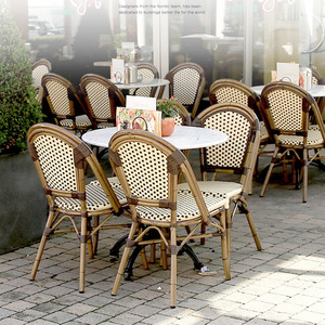 Color de bambú diseñador francés apilable de mimbre al aire libre <span class=keywords><strong>silla</strong></span> en negro <span class=keywords><strong>gris</strong></span> negro - Product Image 1