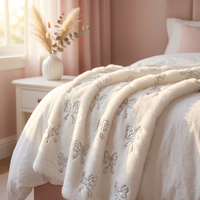 Tissu en peluche de haute qualité, doux, à motif de nœuds brodés, pour canapé, veste, manteau, oreiller, tapis, sac, textiles de maison