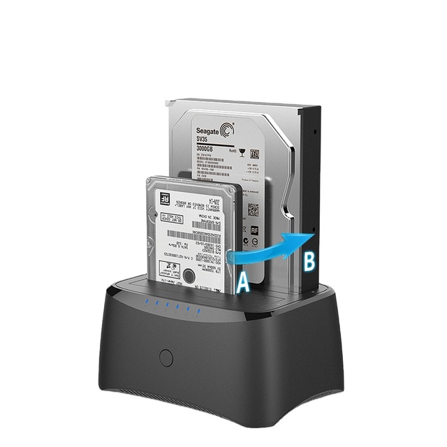 Wavlink USB 3.0 Dual Bay SATA HDD Docking Station Plastic PC Case with External Adapter for 2.5/3.5 Inch HDD SSD Storage