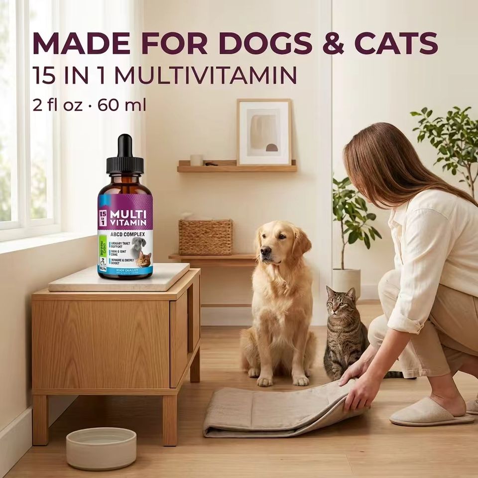 15 in 1 Pet Multivitamin Liquid ABCD Complex Cranberry Formula for Dogs ...