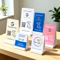 Carte NFC de commentaires et d'évaluations Boye Goole de haute qualité, avec support adhésif de bureau, film plastique laminé, pour service de vente au détail