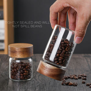 Frasco de Madera de Acacia con Tapa para Granos de Café y Té, Recipiente Hermético para Almacenamiento en Barra o Mostrador, Exhibidor de Granos de Café y Néctar de Flores - Product Image 6