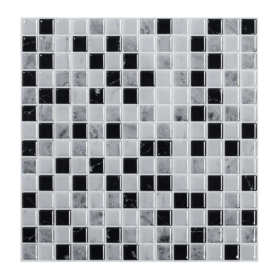 Black marble Square Tile Stickers Stick on Tiles Kitchen Splashbacks Self Adhesive Wall Tiles Enjoy Cooking 3D Gel Mosaic Effect