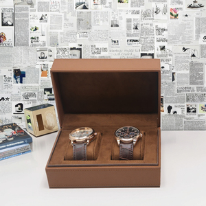 Support de montre rectangulaire classique en cuir artificiel personnalisé haut de gamme avec logo, boîte cadeau élégante pour la Saint-Valentin - Product Image 2