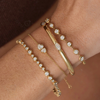 Bracelet Gemnel en argent 925, amour intemporel, double cœur, diamant de laboratoire, chaîne en or, pour cadeaux d'anniversaire et de fête