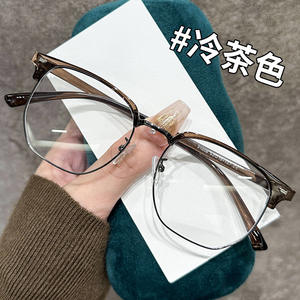 Gafas ópticas de moda con montura de media montura, protección contra luz azul, lentes de PC unisex, tamaño mediano para visión de cerca - Product Image 5