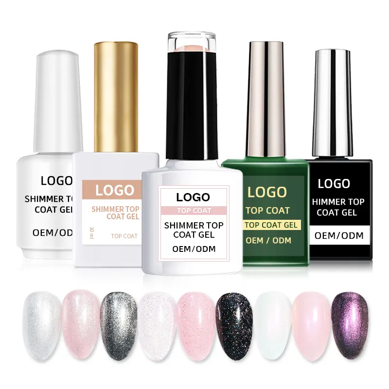 CCO prodotti campione gratuito Top Coat Gel Uv Glitter a lunga durata smalto Gel UV Base per unghie e Top Coat