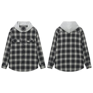 Camisas de Franela a Cuadros con Capucha, Estilo Vintage, Casuales, Unisex, Personalizadas KingSen, Tejido Bordado, Ecológico y Transpirable - Product Image 5