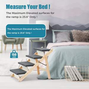 Hondenhelling Hout Hond Trappen/Treden Opvouwbaar 4 Niveaus Huisdier Trappen & Ramp Perfect Voor Bedden En Auto 'S Draagbare Hond Kat Ladder - Product Image 6