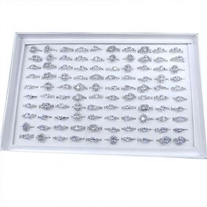 Bagues en argent micro-incrustées de zircon pour femmes, style coréen populaire, avec pierres précieuses et strass, lot mixte de bijoux - Product Image 6