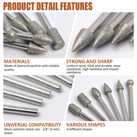 Fraise à graver diamantée, bâtons abrasifs, outils électriques portatifs, kits de polissage pour la sculpture sur pierre, routeur électrique, routeur CNC, fraiseuse OEM de haute qualité