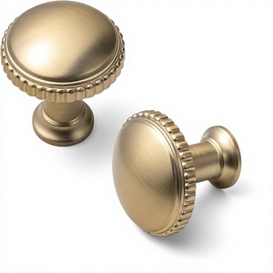 Poignée de meuble ronde en laiton antique, bouton de tiroir traditionnel à bord perlé, ensemble de poignées de fenêtre et de placard de cuisine en laiton massif, vente chaude - Product Image 1