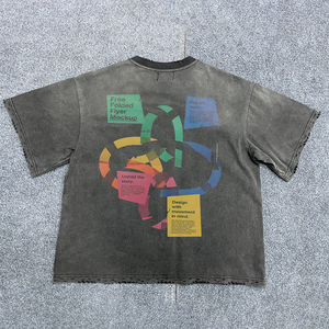 Camiseta de hombre 100% algodón peinado suave, extragrande, de corte holgado y corto, con estampado gráfico DTG, de peso pesado, estilo streetwear desgastado - Product Image 2