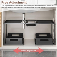 Organizador Extensible de Dos Niveles para Debajo del Fregadero, Organizador de Gabinete Extraíble para Cocina y Despensa