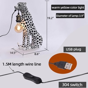 Tượng điêu khắc báo đốm bằng nhựa resin nghệ thuật hiện đại, đồ trang trí nhà sang trọng, tượng báo đốm, đèn bàn cho khách sạn, văn phòng, phòng khách - Product Image 6