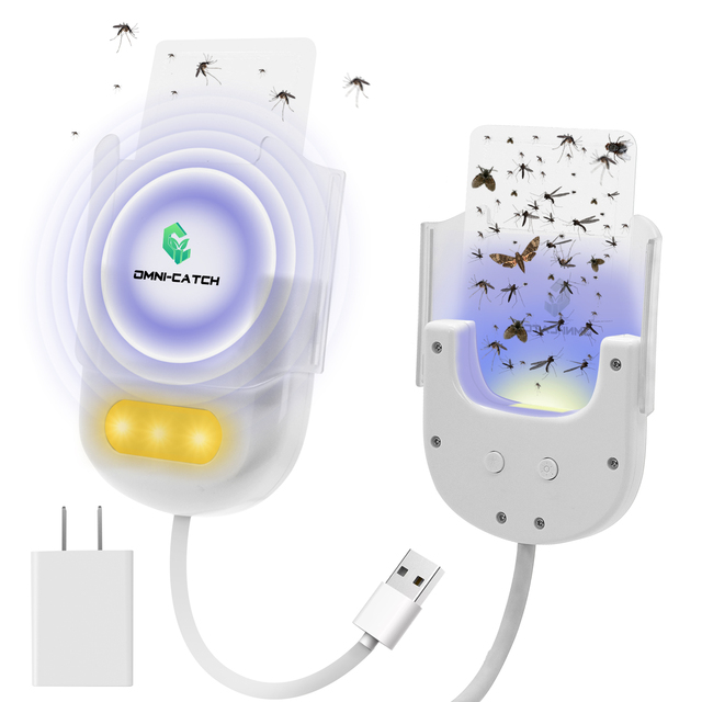 OMNI CATCH Multi-Function Night Light Flying Insect Trap for Fruit Flies Gnats Eco-Friendly Portable Electrical Indoor/Outdoor