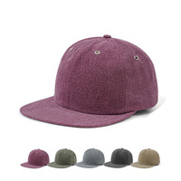 Casquette de baseball 5 panneaux en coton délavé de haute qualité, à visière plate, fermeture strapback, pour adultes, camping en plein air, œillets métalliques, style européen