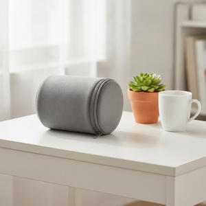 Porte-stylo en peluche rond sur pied 18x8cm avec couvercle zippé, pot à crayons de bureau, étiquette personnalisée cousue, mignon, vente en gros - Product Image 2