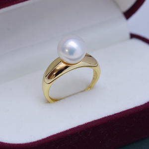 Bague en perle d'eau douce blanche Wenchi 9-10mm, argent S925, minimaliste, faite à la main, forte luminosité, faibles défauts, vente en gros, modèle 24593 - Product Image 1