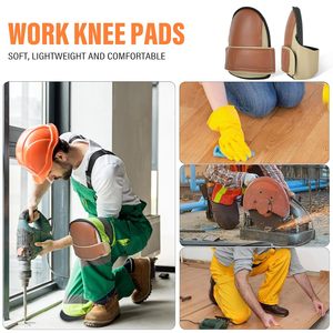 Genouillères de travail en cuir pour jardiniers, charpentiers, ouvriers du bâtiment, protection des genoux, soutien, genouillères pour travaux de pose de revêtements de sol - Product Image 6