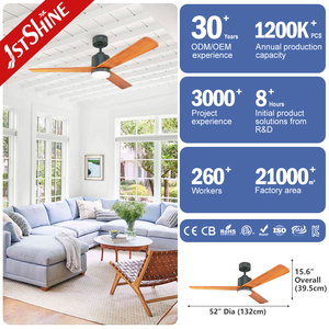 Ventilador de Techo 1stshine de Madera Sólida, Ultra Silencioso, con Control por Aplicación Móvil, Resistente, Fácil Instalación, <span class=keywords><strong>Ahorro</strong></span> de Energí<span class=keywords><strong>a</strong></span>, con Luz LED - Product Image 3