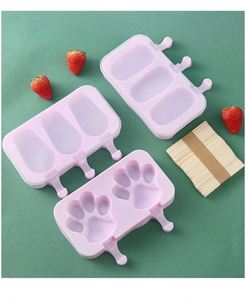 Molde de silicona reutilizable de grado alimenticio con forma de cubo para helados caseros, paletas y crema, diseño de dibujos animados, para el hogar, venta al por mayor - Product Image 2