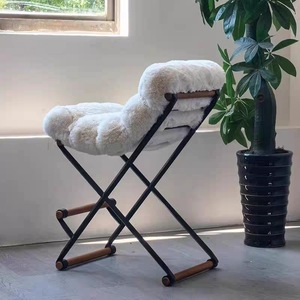 Modern Minimalist Bar Stool Stainless Steel Foldable Soft Seat Home Guesthouse Use - Product Image 4