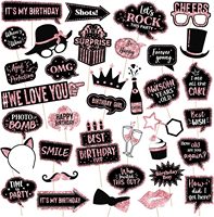 Kit d'accessoires pour photomaton d'anniversaire, en papier écologique et durable, pour décorations de fête d'anniversaire, de mariage, de bal de promo et de disco, amusant et mignon