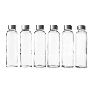 customized logo print 500ml 1L glass reusable clear drinking water bottles