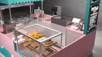 Kiosque à glaces moderne pour centre commercial, stand de présentation durable pour desserts glacés avec vitrine réfrigérée pour les commerces de détail