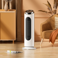 Chauffage PTC 2000W, tour électrique en fibre de carbone, prise EU, télécommandé, pour maison et bureau, avec effet flamme décoratif, en plastique