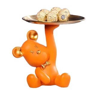 Plateau de rangement pour clés en résine orange, design moderne, décoration de salon, motif Ours Violent - Product Image 5