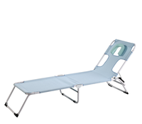 Chaise longue pliante moderne en fer pour extérieur, avec tissu Oxford, dossier réglable et ouverture pour le visage, idéale pour la plage, le parc et le jardin